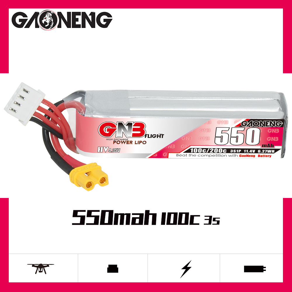 GNB HV 11.4V 550mAh 100C/200C  - Drone Lipo Battery recension och pris