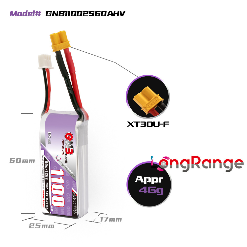 GNB 1100mAh 2S 3S 4S 6S 60C/12 - Drone Lipo Battery recension och pris